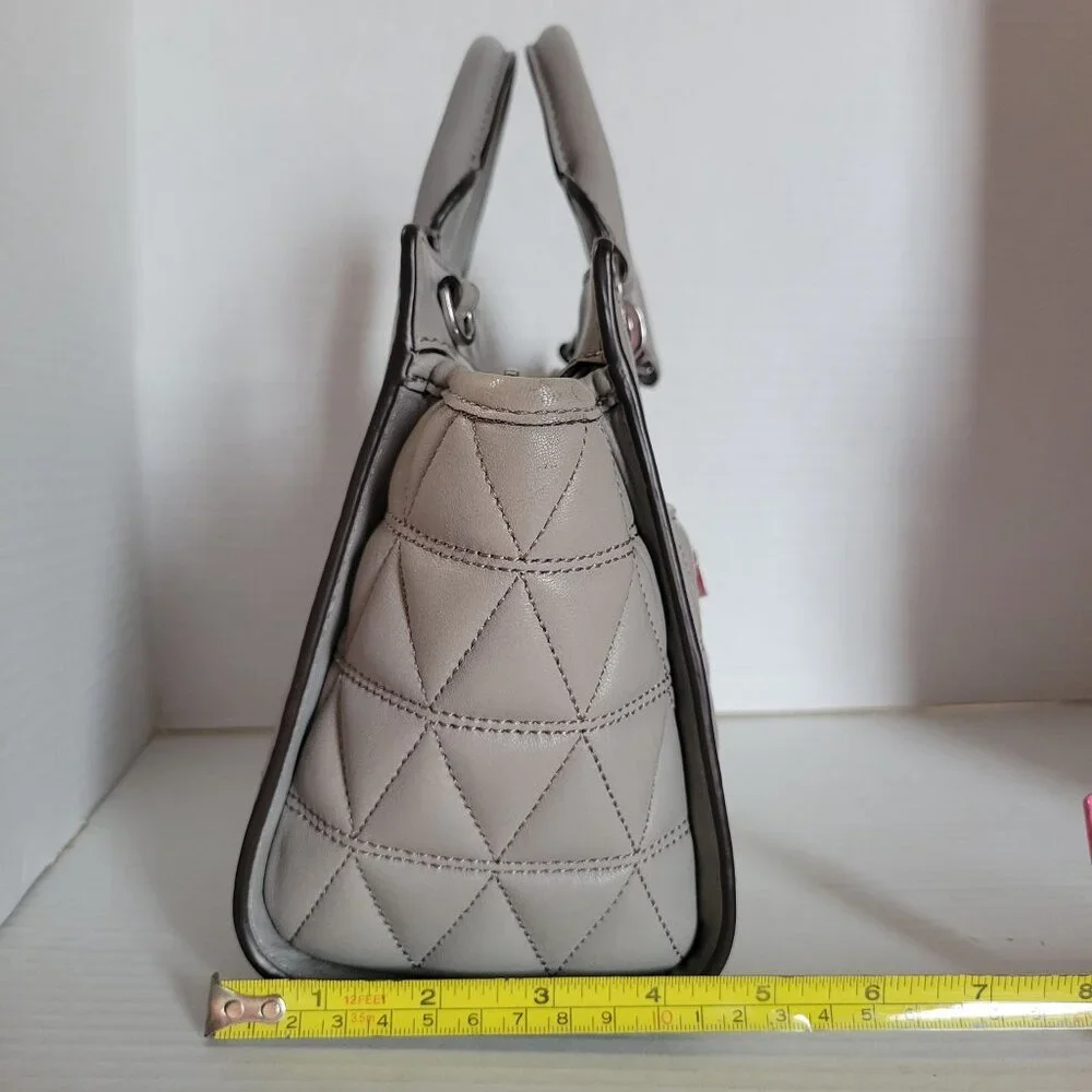 Michael Kors Vivianne Small Quilted Leather Satchel Bag Gray Women's Woman's
